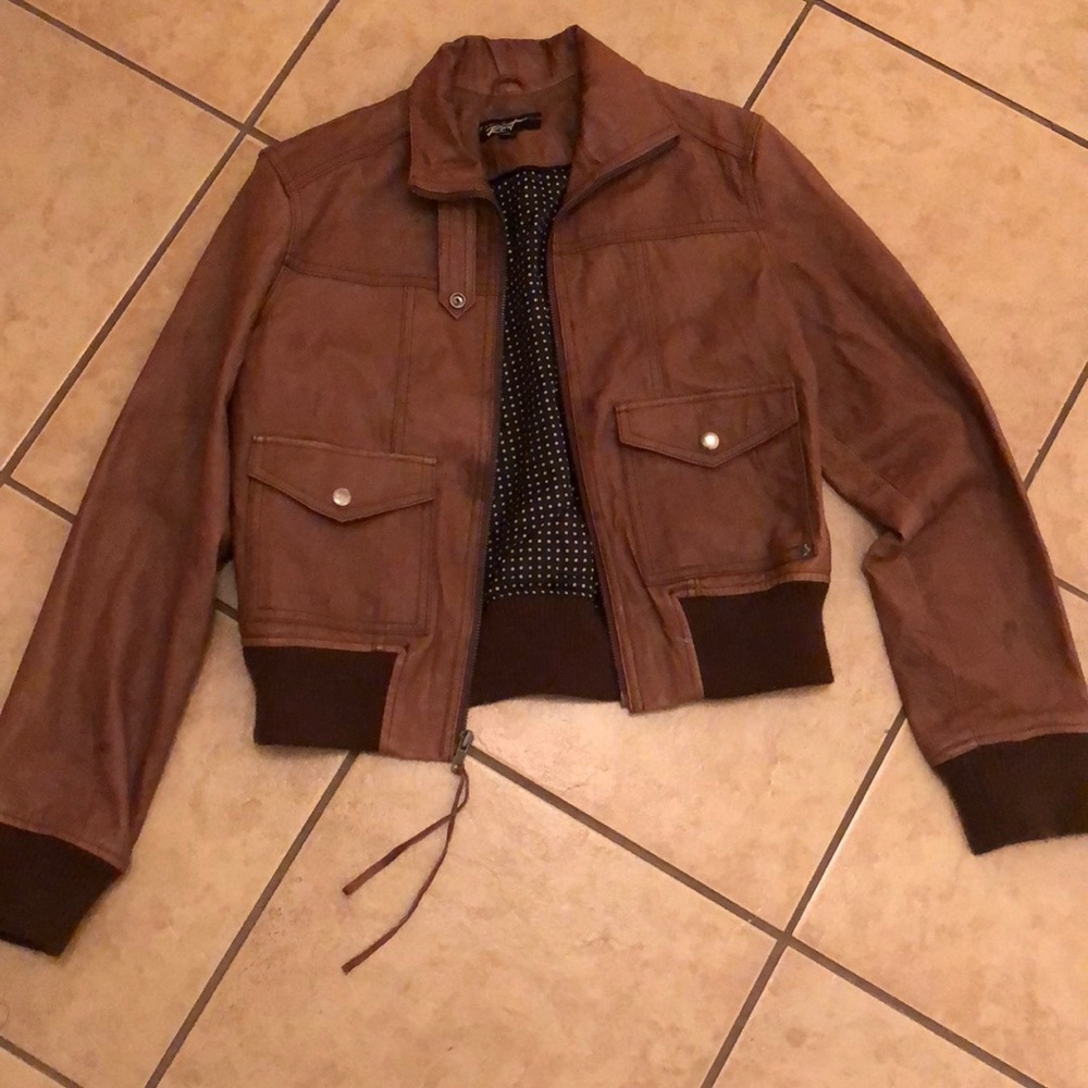Black rivet Women bomber jacket 100% leather sz M - Picture 1 of 7